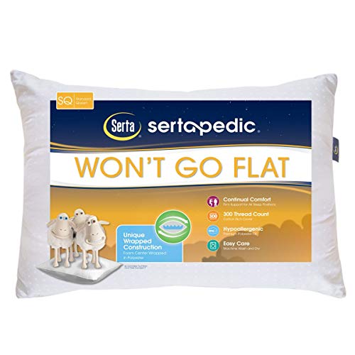 Sertapedic Won't Go Flat Pillow, 1 Pack, Standard/Queen Size