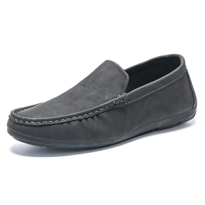 Mens Loafers Shoe Solid Color Round Toe Vegan Leather Slip Resistant Anti-Slip Comfortable Walking Slip-on