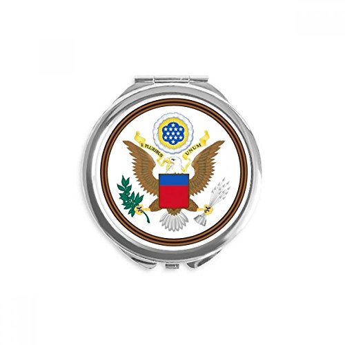 Espejo de mano portátil de maquillaje redondo con escudo de Estados Unidos para bolso