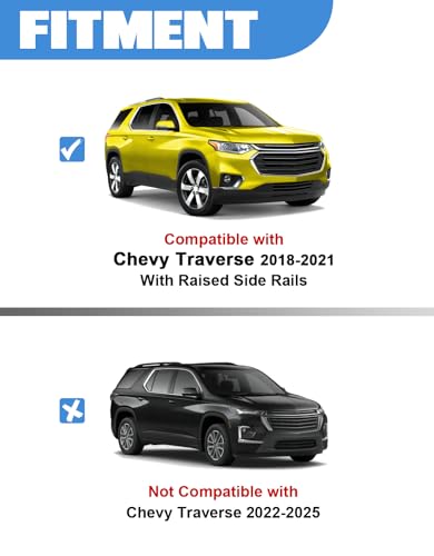 Image of FengYu 300lbs Roof Rack Cross Bars Compatible with Chevy Chevrolet Traverse 2018 2019 2020 2021,Heavy Duty All-Metal Aluminum Roof Rails Crossbars Rooftop Cargo Bars Black Luggage Racks Carrier