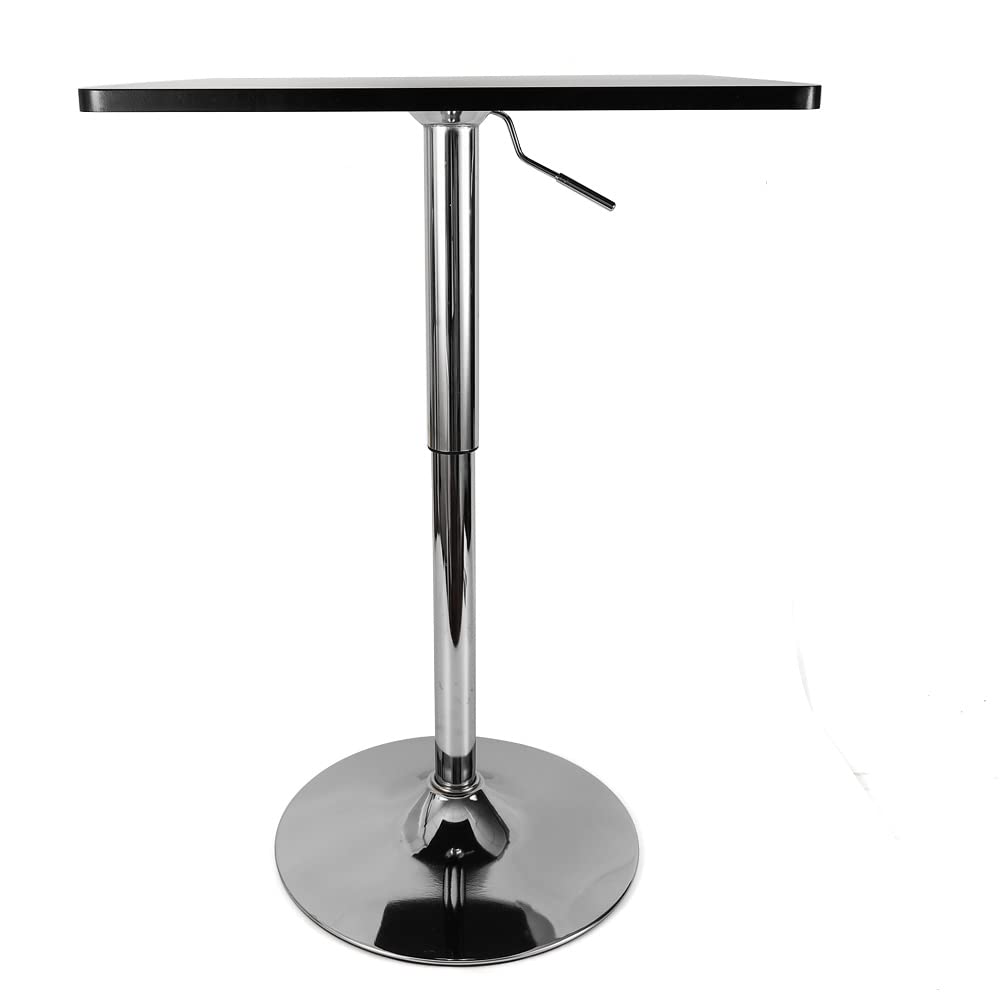 Mesa de bistró, mesa de bar cuadrada, mesa cuadrada de acero inoxidable, altura ajustable, mesa de bar cuadrada, barra moderna, base redonda para dormitorios, restaurantes, cafeterías, 60 x 60