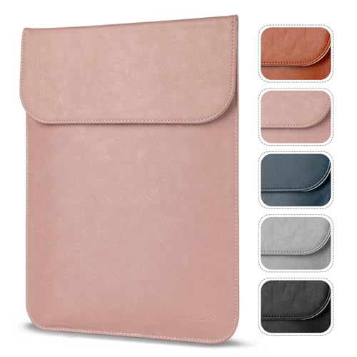 Allinside 11-12 inch Laptop Sleeve Case Compatible with MacBook Air 11 2010-2015/MacBook 12 2015-2017, Waterproof PU Leather Laptop Sleeve Bag Protective Vertical Case Cover, Pink