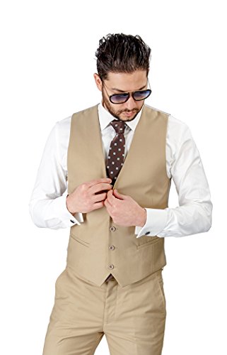 AZAR MAN Men's Slim Fit Dress Suit Vest 5 Button Adjustable Back Strap2