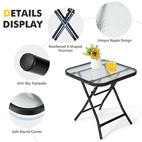 Happygrill HG1463 18 Inch Folding Square Glass Side Table thumb #7