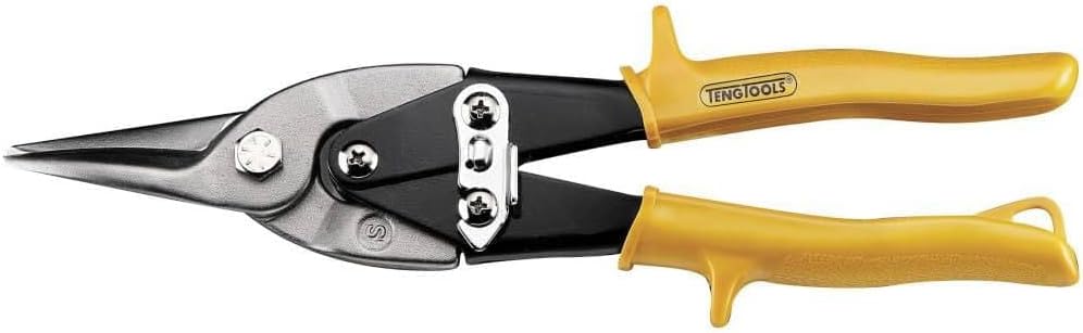Teng Tools Aviation Tin Snips - Straight Cut High Leverage Tin Cutting Shears - 490W, Silver