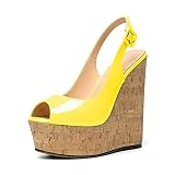AUMOTED Women Slingback Heels Wedge Sandals Platform Heels Peep Toe Heeled Sandals Wedding Party Dre