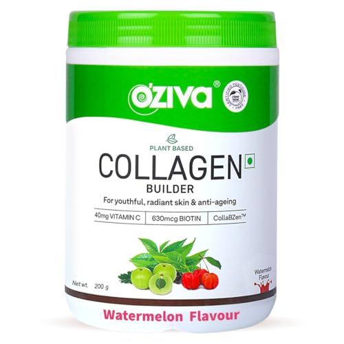 OZiva Vegan Collagen Supplement (Watermelon) for Skin, Hair & Nails | Plant-Based Collagen Peptides Supplement for Men & Women | Non-GMO, No Sugar Added | Powder, 200g (Pack of 1)