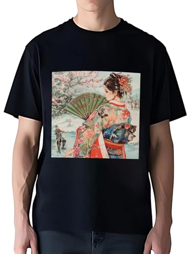 令和の浮世絵 和風 絵画 江戸 掛け軸 舞子 着物 女性 (74) Tシャツ プリント Tシャツ メンズ/レディース Tシャツ 夏服 スポーツ トップス 半袖 無地 通気性 ファッション ゆったり