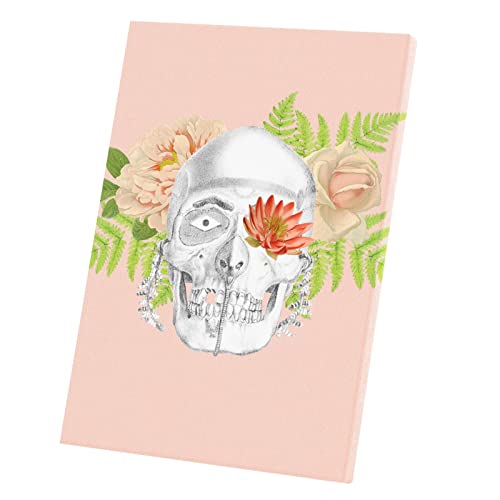 Affiche poster squelette fleurs Mexico Muerte : illustration biologie sur toile 60x85 cm