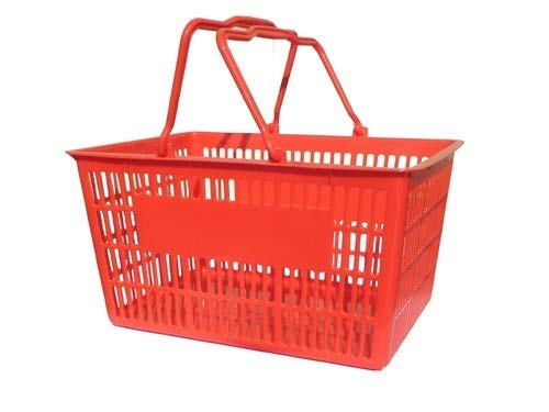 Only Hangers Economy Set Of Plastic Shopping Baskets - Durable Red Plastic Set Of Shopping Baskets With Stand And Sign - Set Of 12 Plastic Baskets With Plastic Handles #TOP1