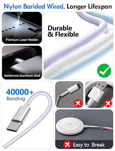 Image of Travel Essentials for Apple Watch Charger,iPhone Charger,3 in 2 Type C /Lightning /Magnetic Travel Charging Cable,Portable Multi Charging Cable for Apple Watch, iPhone 17‑11,Samsung S26,Car,iPad-4FT