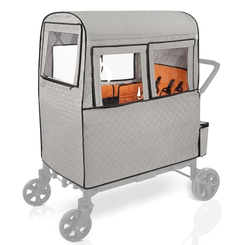 Stroller Winter Cover for Wonderfold W4 Series, Filled with Cotton Fiber for Keep Baby Warm, Windproof Waterproof, Protect from Dust Snow, Humanized Design Stroller Accessory, Grey