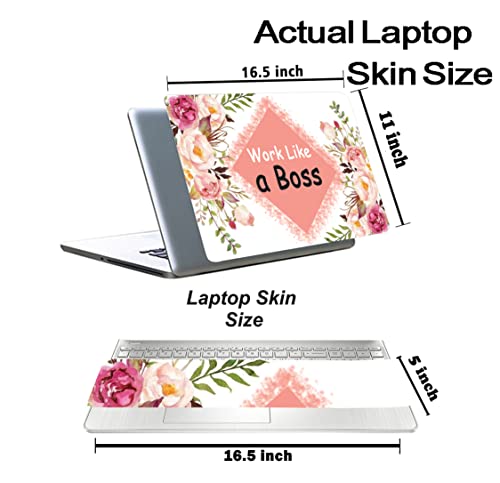 Image of Floral-D15 Top+Wrist Pad Vinyl Laptop Skin /Sticker /Cover for 17 to 17.3 Inches Laptops Laminated-Removable-HD Quality Compatible for Hp-Dell-Sony-Lenovo-Asus etc.(16.5x11 Inches)
