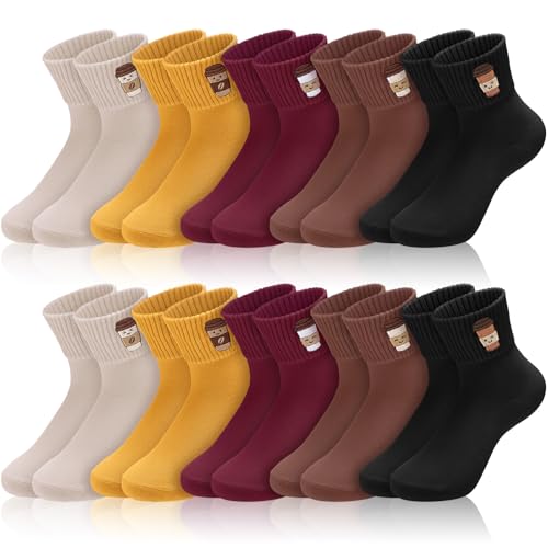 Image of Eurzom 10 Pairs Socks Womens Crew Elastic Ankle Length Cotton Socks Aesthetic Cute Lightweight Low Cut Gifts for Women