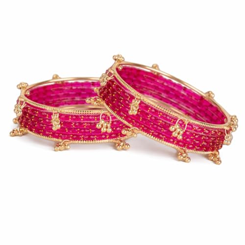 Image of Shining Diva Fashion 16 Pcs Trendy Stylish Glass & Kashmiri Ghungroo Bangles Set for Women & Girls | Traditional Festive Wedding Party Jewellery