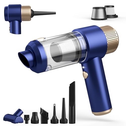 Car Vacuum Cleaner, 16000PA Mini Car Vacuum Cordless Powerful, 7 in 1 Handheld Vacuum Cordless with LED Light, Dual Filters, One-Touch Empty for Home, Office, Pet