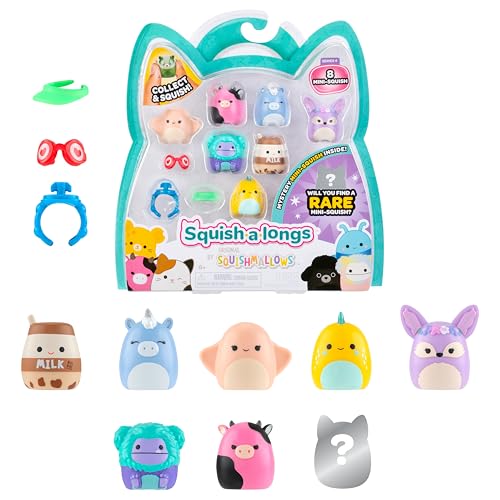 Squish-a-longs Mini-Squish 8-Pack (Wave 4 Style 1) includes: Cadence the Lavender Fennec Fox Fizzy the Yellow Lizard Pollyanna the Pink Cow | Collectable Cute Toy Toys for Children Toys