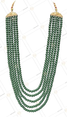 Image of Pearl Necklace Jewellery for Groom Dulha Moti Mala Haar for Men(5 Line)