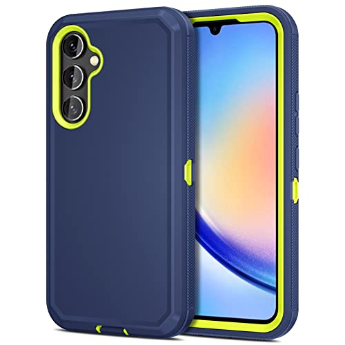 Jiunai for Samsung Galaxy A34 Case Heavy Duty Rugged Shockproof Dual Layer Port Protection Hybrid Tough Phone Cover for Samsung Galaxy A34 5G 2023 Men Women Teen Blue