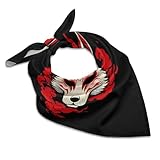 4SEE Fashion Head Scarf, Women's Japanese Kitsune Mask Fox Art Hair Scarves, Soft and Durable Bandana Silk Like Kerchief for Hat and and Handbag Decor -25'×25'