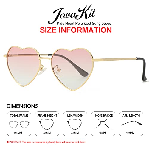 Kids Polarized Heart Shape Sunglasses for Toddler Girls Age 3-10, Cute Lovely Style Metal Frame UV400 Sun Glasses3