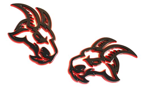 Image of thfmdk 2pcs New Custom Head Emblems Right Left Badge Replacement for TRX Ram 1500 2500 3500 Fender Badge Hellcat (Redline)