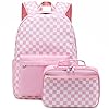 Octsky kids backpack for girls teens elementary middle school bookbags childs back to school bag with lunch box pinkwhite one size  urban country home decor