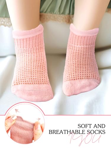 Urieo Thin Baby Socks Toddler Summer Mesh Socks Cotton Crew Sock for 6-12 months Indoors Outdoors3