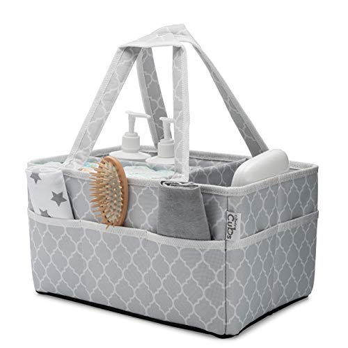 Image of Comfy Cubs Baby Diaper Caddy Large Organizer Bag Portable Basket for Car Bedroom Travel Storage Changing Table (Grey)