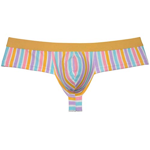 OROCOJUCO Men's Brazilain Bikini Boxers Thong Underwear Guys Hipster Swim Tangas 1/3 Back Coverage Trunks