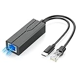 Gigabit PoE Splitter USB C 5V 2.4A, Active PoE to USB C Adapter, 10/100/1000Mbps, IEEE 802.3af/at Compliant, High-Speed Data & Power Over Ethernet USB Type C for Raspberry Pi 4/Security Cameras/Tablet