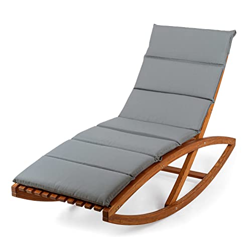 Ampel 24 - Chaise à Bascule de Jardin Sofia/Fauteuil 136 x 67,5cm / Chaise Longue en Bois de mélèze/avec Coussin de Chaise