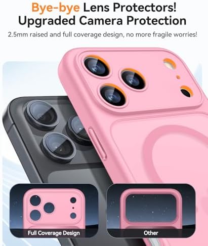CANSHN Magnetic for iPhone 17 Pro Max Case, [Full Camera Protection] [Translucent Matte] [Compatible with Magsafe] Shockproof Protective Phone Case for iPhone 17 Pro Max - Pink - 2