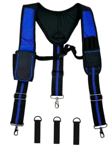 Cedrainy Heavy Duty Tool Belt Suspenders for Men 3 Point Padded Suspenders with Attachment Loops for Men
