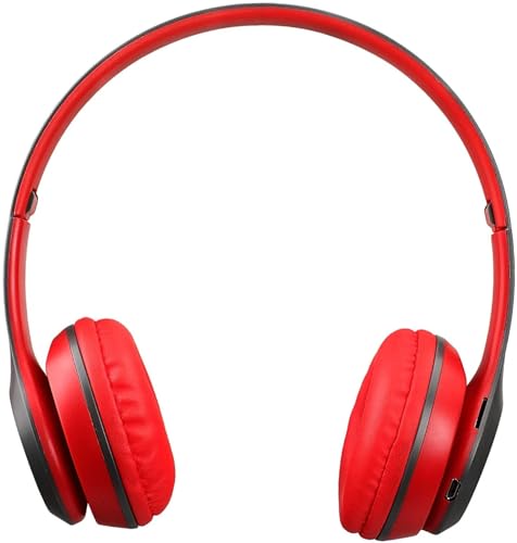 Image of Premium HD BASS Sound Wireless Headphone with SD Card Support Bluetooth & Wired Headset (Red, On the Ear)