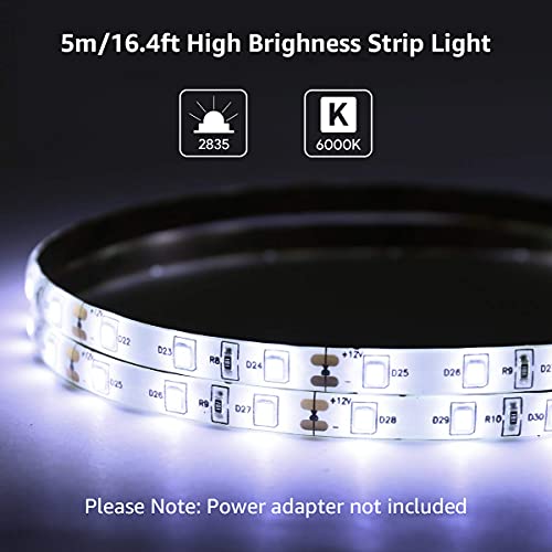 Lepro-5M-Waterproof-LED-Strip-Light-Daylight-White-6000K-IP65-1200lm-Bright-LED-Tape-Lights-for-Home-Kitchen-Rooms-and-More-12V-Power-Supply-Not-Included