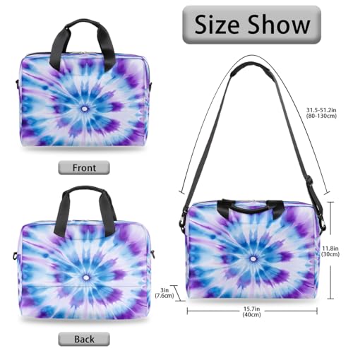 Maletín para laptop con diseño tie dye azul y púrpura miniatura 6