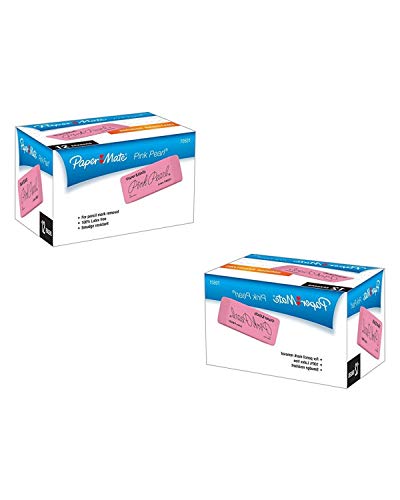 Paper Mate Pink Pearl Erasers, Large, 12 Count 2 Boxes,