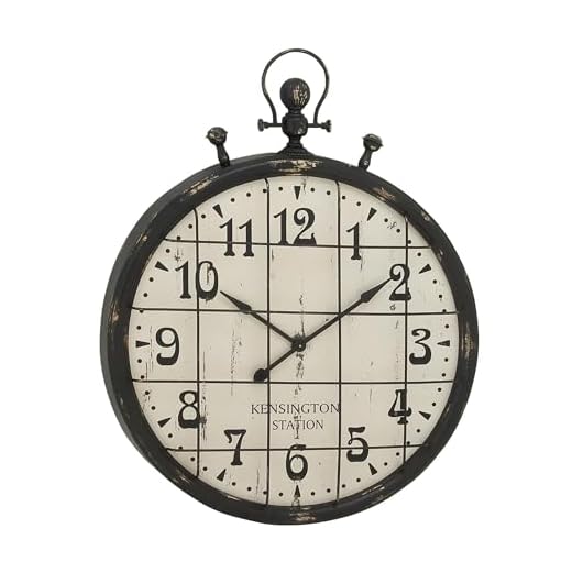 Deco 79 Metal Decorative Wall Clock Pocket Watch Style Wall Clock for Home, Wall Clock for Room 39" x 5" x 50", Black