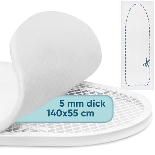 Villkin Bügelbrettunterlage 5mm dick und individuell zuschneidbar - Hochwertige Polsterung aus Moleton für faltenfreies Bügeln - Passend für alle Bügelbretter