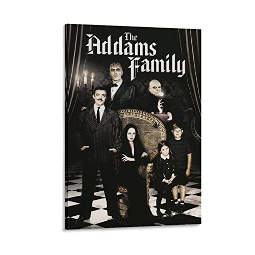 The Addams Family Vintage Horror Movie Posters Black And White Posters Cinema Garage Halloween Decor Canvas Wall Art Prints For Wall Decor Room Decor Bedroom Decor Gifts 24X36Inch(60X90Cm) Frame-Sty #TOP12