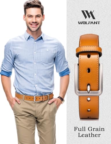 Image of WOLFANT Men's Dress Casual Every Day Leather Belt,100% Italian Full Grain Real Solid Leather P307