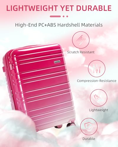 Image of LARVENDER Luggage Sets 6 Piece Hardside Expandable Suitcase with Wheels TSA Lock Double Spinner Wheels, PC+ABS Multicolor Lightweight Travel Luggage Sets for Women, Berry Sparkling