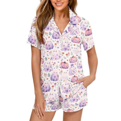 Image of Women's Short Sleeve Sleepwear Pajamas Nightwear with Pockets