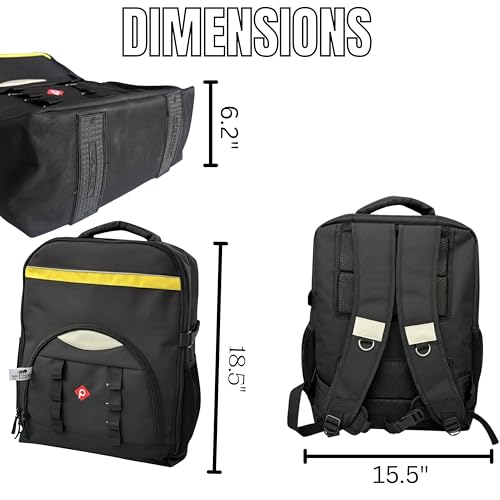 Image of PAHAL 19 Inch Heavy Duty Tool Backpack - Multipocket Fabric Tool Storage Organizer for Electrician, Technician, Service Engineer, Mechanic & Carpenter, Yellow Black-Titan Max