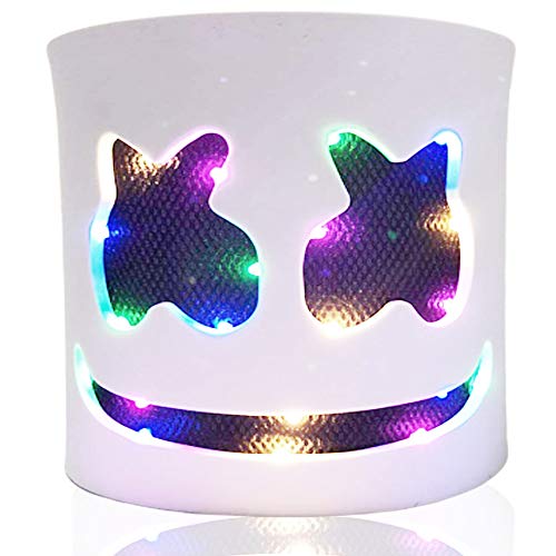 DJ Mask Music Festival Helmets LED Light up Full Head Masks for Halloween Party Decoration Props Costume Kids Women Man White