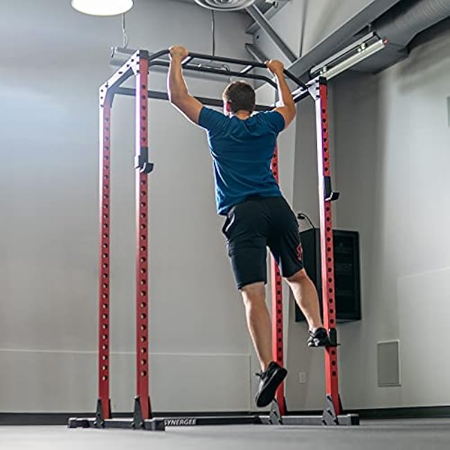 Synergee Step Up Attachment with 300lb Capacity for Power & Squat Racks. Compatible with 2x2 Tube Racks. Step Up Plate for Pull Ups, Muscle Ups, Toes to Bar, and more.