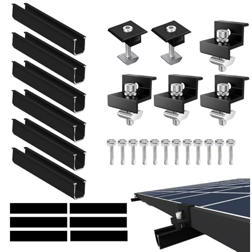Xmart - Xmart 6 pièces Fixation Panneau Solaire Bac Acier Rail Panneau Solaire 12cm Crochet de Toit Panneau Solaire Réglable de 30 à 35 mm Support pour Panneaux Solaires Montés sur le Toit Noir - -4%