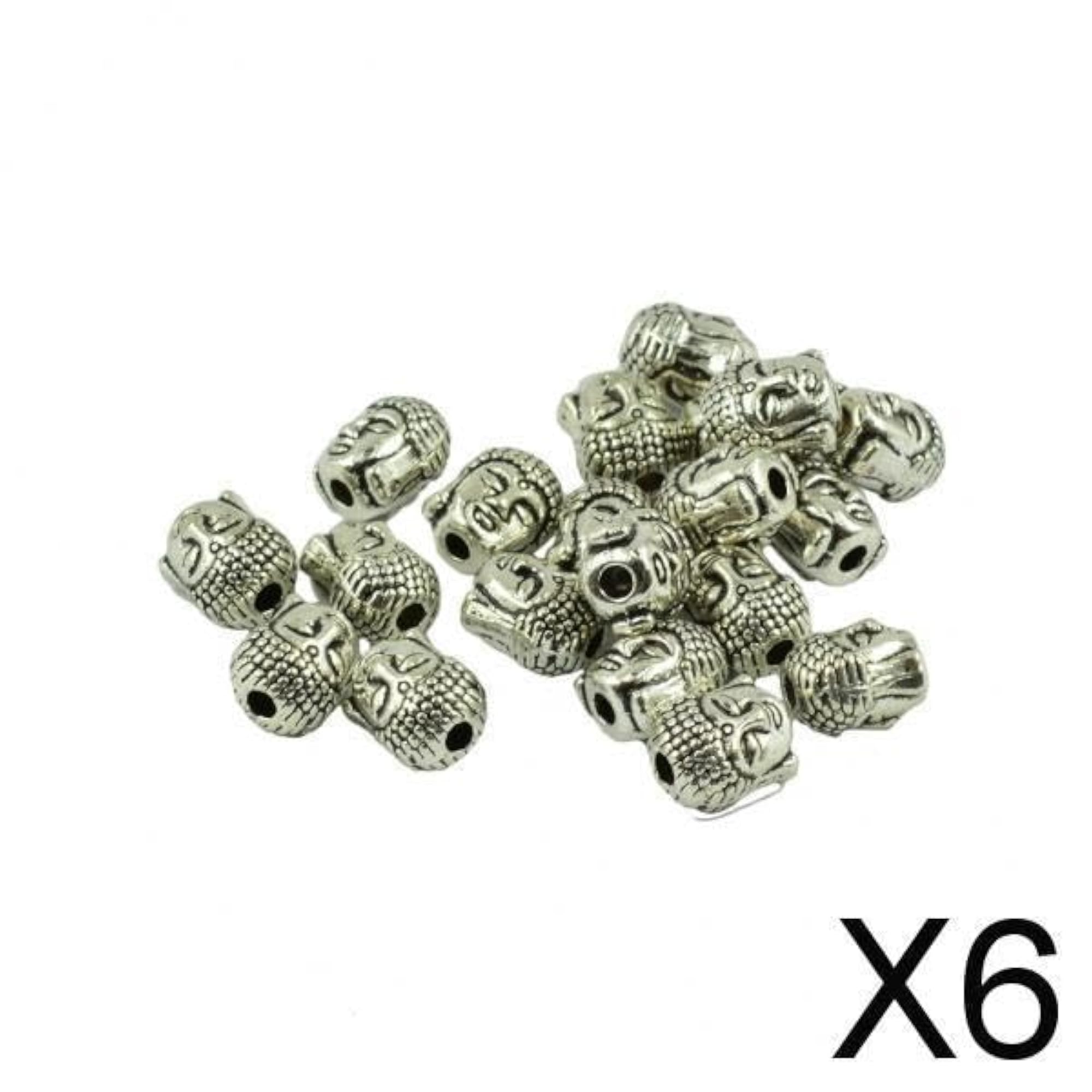 Tibetan Silver Buddha Spacer Beads for DIY Making, 6x20 Pieces