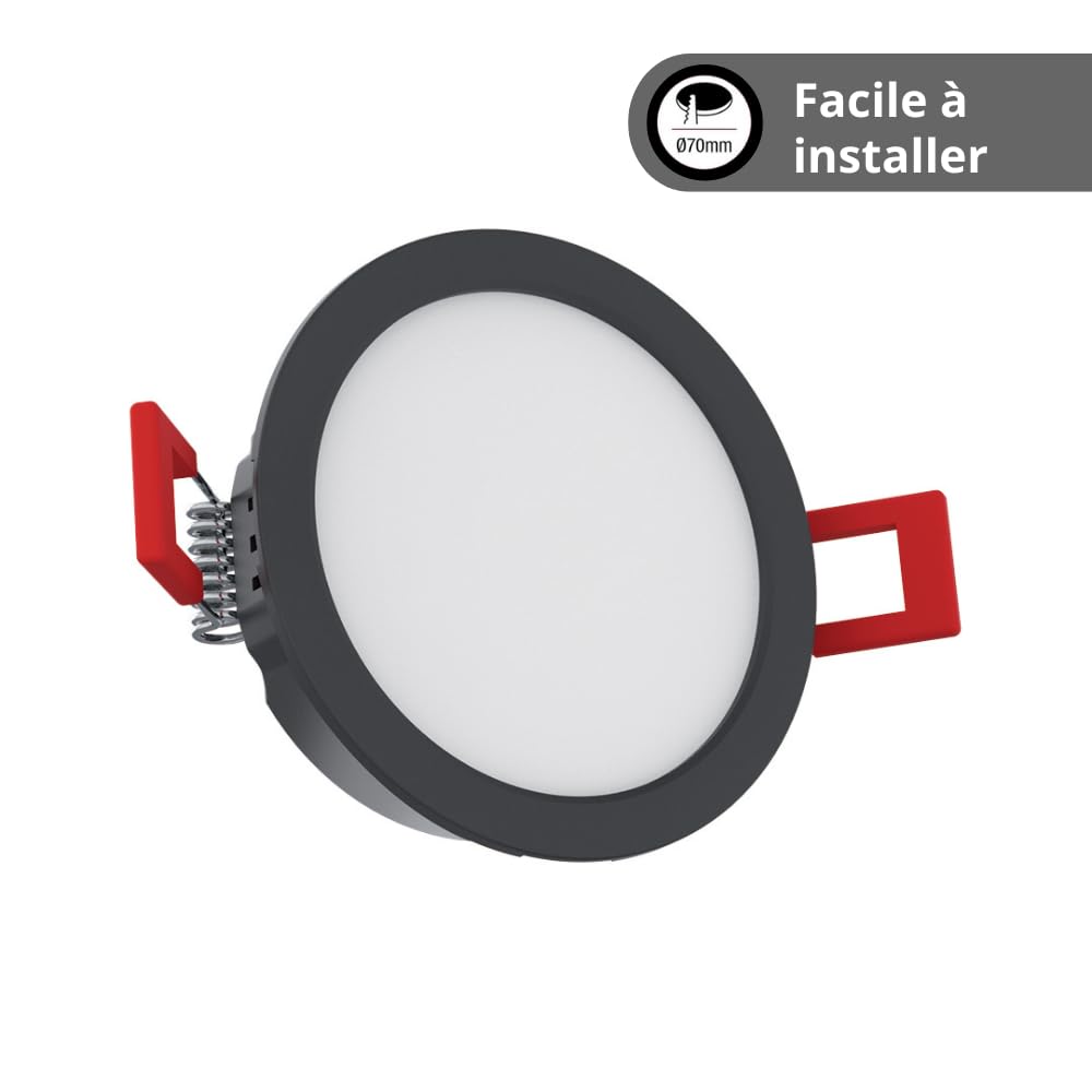 Xanlite Lot de 8 Spots noirs, LED intégrée, CCT, 345 Lumens, équivalence 50W, 3000-4000- 6500 Kelvin, IP54, Noir